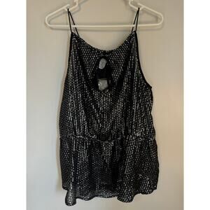 NWT Ludi Women's Size Large Flowy Black Sequined Sparkly Tank Top